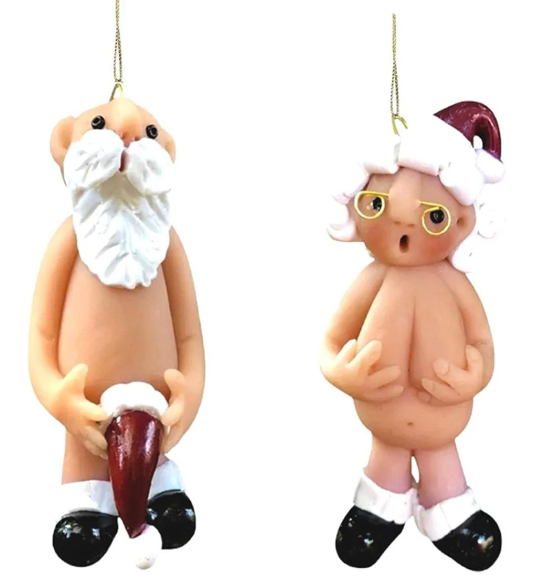 Christmas Naughty Santa Christmas Ornament Decorations 5CM Stocking Cap Santa Ornament Naked Santa Decorative Xmas Decor Ornaments Party Gifts (Small)
