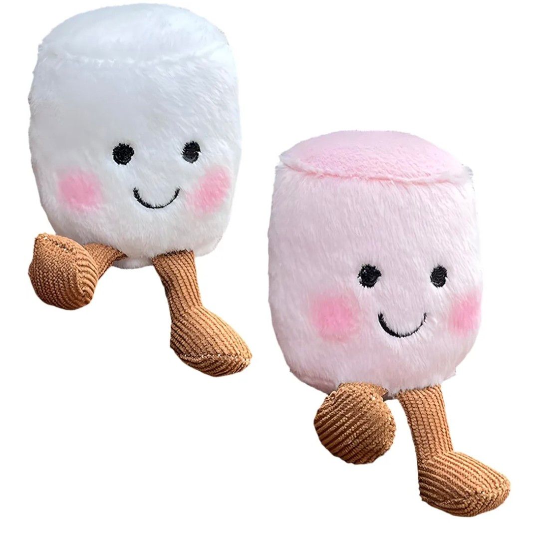 YFHUVB 2pcs Set Of Pink And White Marshmallows Toys Soft,15cm Plush Keychain Dolls, Creative Gifts For Children, Ideal For Room Decor, Birthday Gifts And Travel Companions