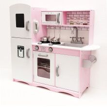 (Grey/Pink) M2S Kids Wooden Play Kitchen Sounds &amp; Lights