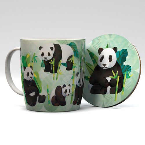 Porcelain Mug &amp; Coaster Set - Panda Kingdom