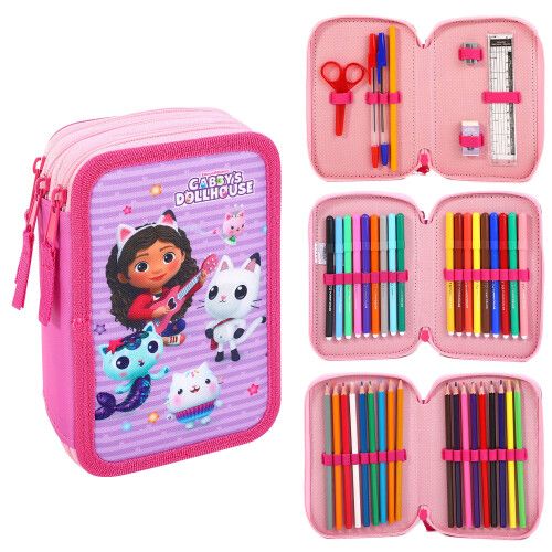 Gabby&#39;s Dollhouse 3 Tier Large Pencil Case School Pens Pencils Sets
