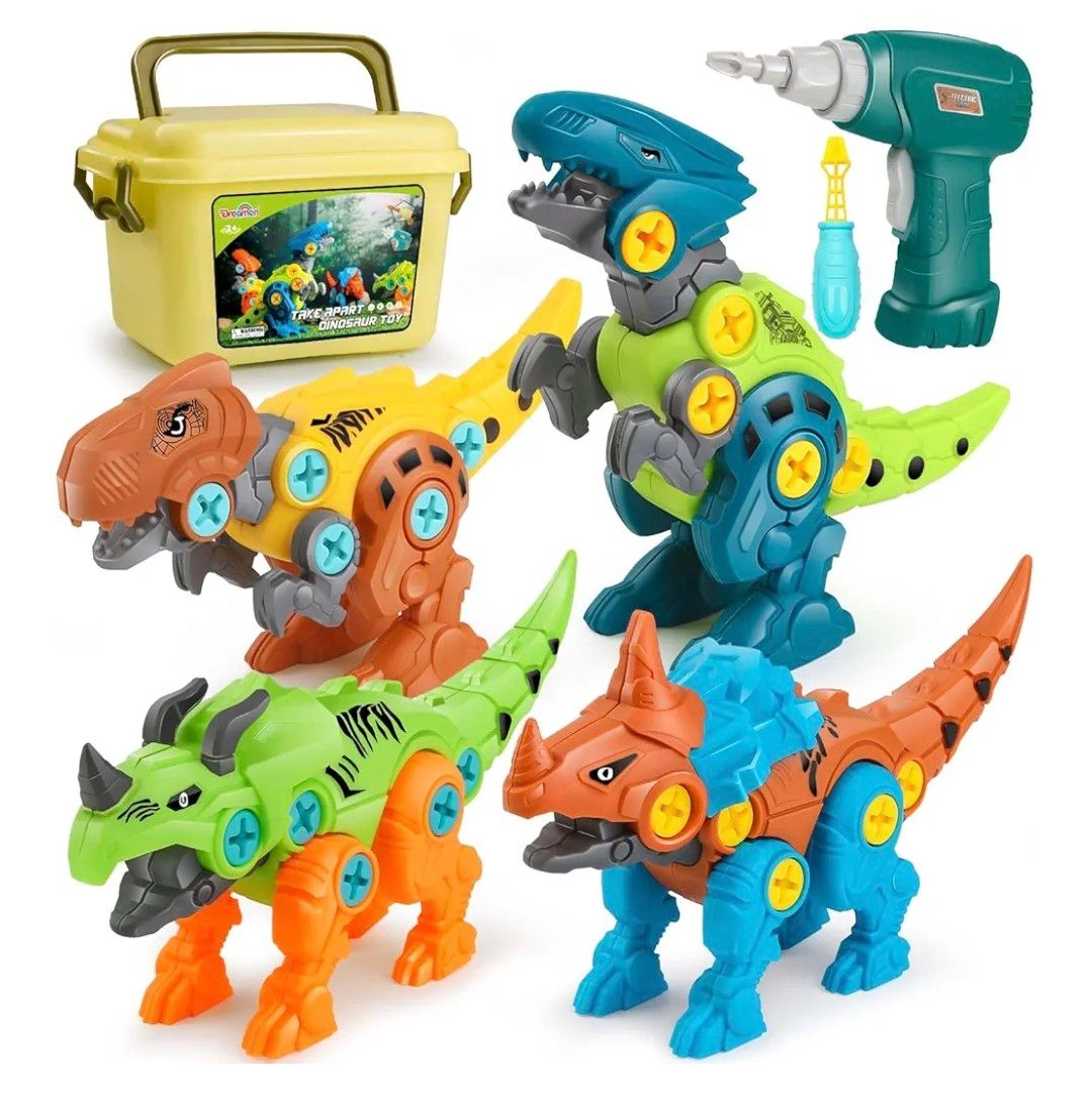 Dreamon Take Apart Dinosaur Toys for Kids with Storage Box Electric Drill DIY Construction Build Set Educational STEM for Boys Girls 3 Years and Up