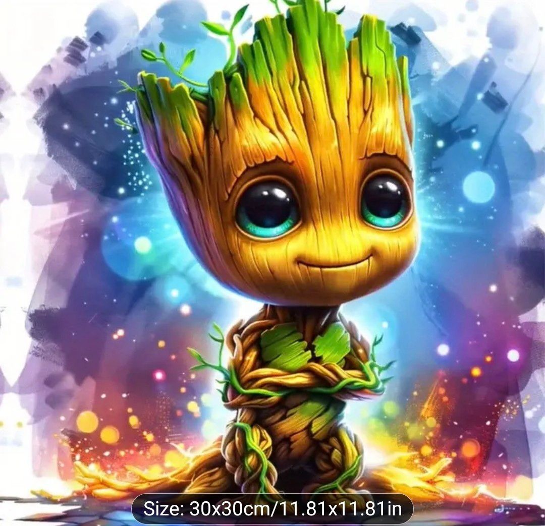 5D DIY Full Round Diamond Painting Kit Cartoon Character Groot Superhero Guardians of the for galaxy Couple Gift Diamond Art Painting Kit Embroidery Mosaic Art Picture Room Home Living Room Decoration
