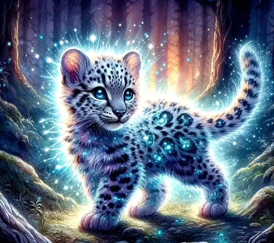 1pc 5D diamond painting set, glowing leopard animal theme, round diamond art frameless, DIY home decoration, 30X30cm/11.8 inches x 11.8 inches, suitable for various wall decorations and desktop placem