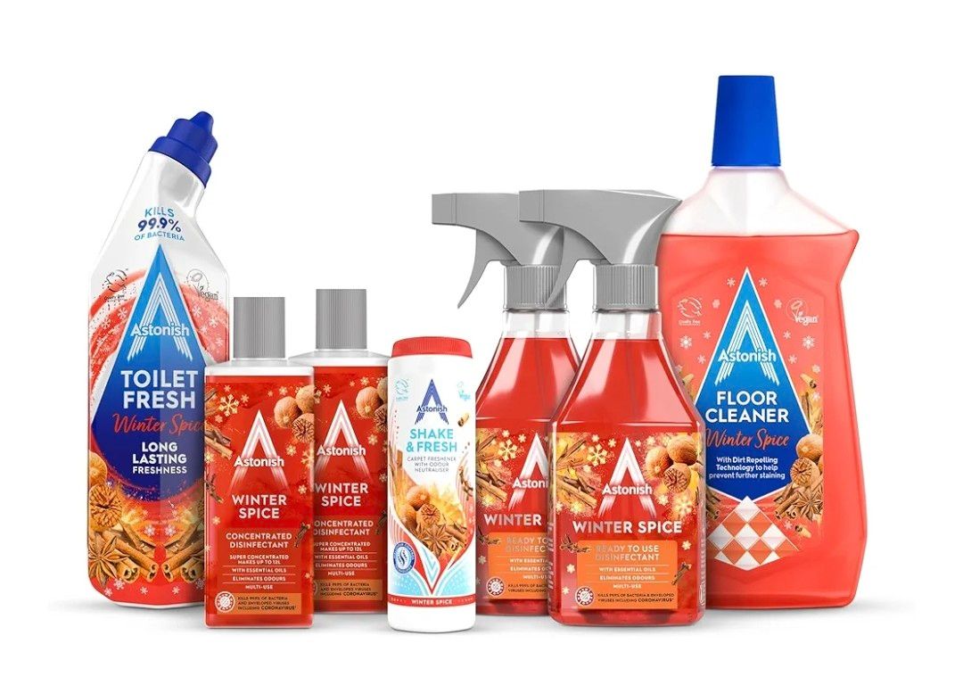 FabFinds Christmas Cleaning Bundle Winter Spice Cleaning Bundle Vegan Cruelty-Free – 7 Piece Set Disinfectant Carpet Freshener Floor &amp; Toilet Cleaner