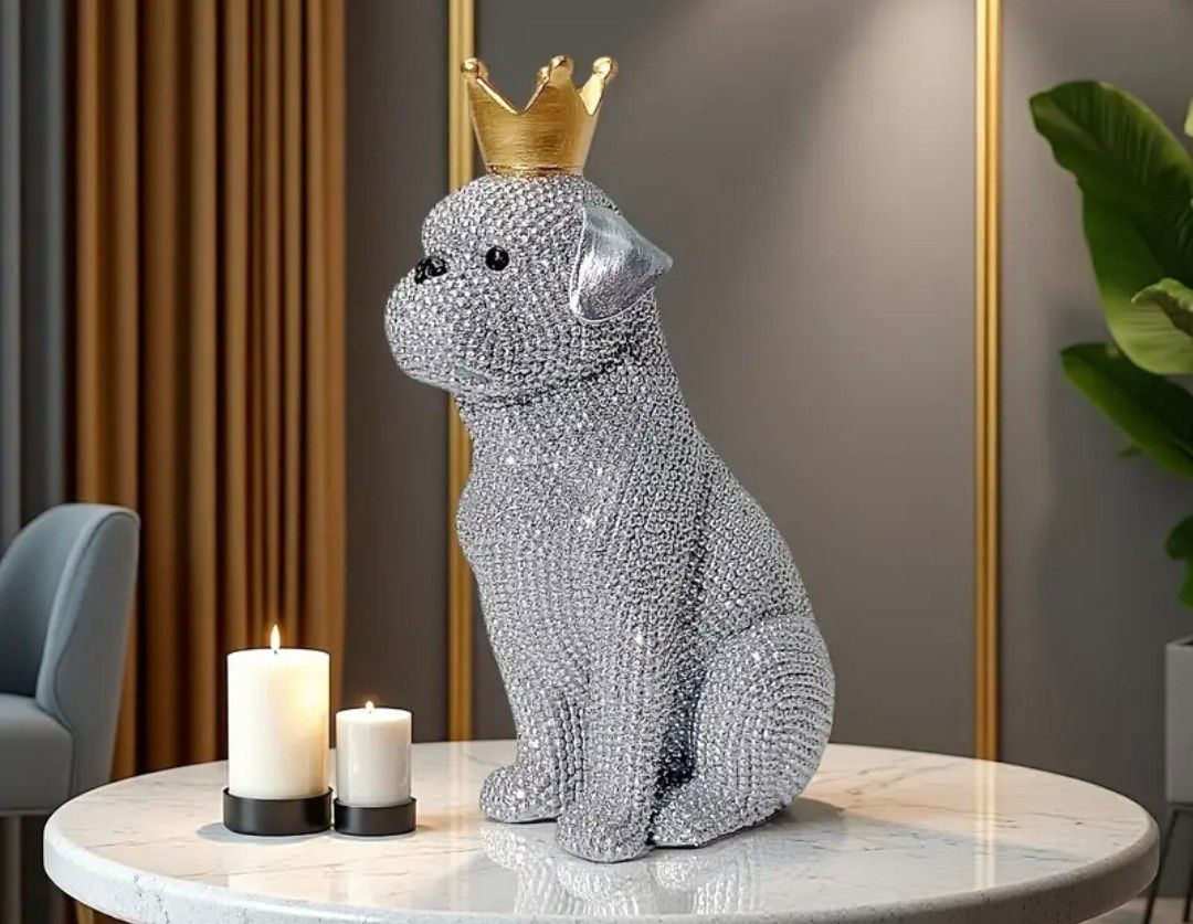1pc Crown French Bulldog Statue - 16.1cm Resin Dog Figurine for Home Decor &amp; Gift - Perfect for Dog Lovers &amp; Christmas