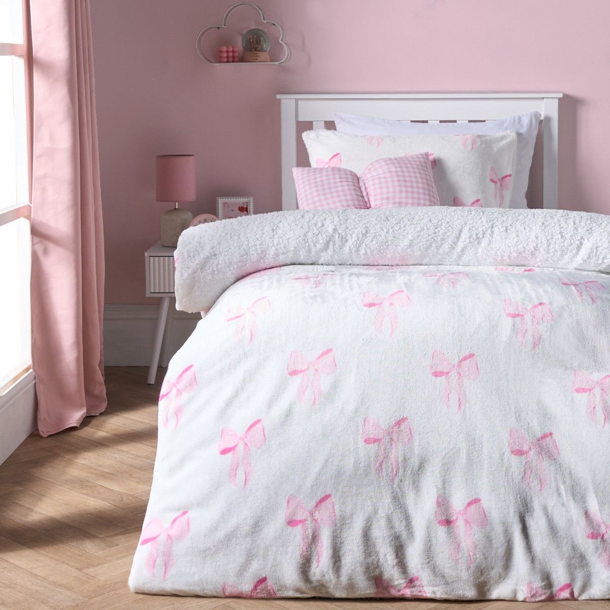 Bow Print Fleece Duvet Cover Set