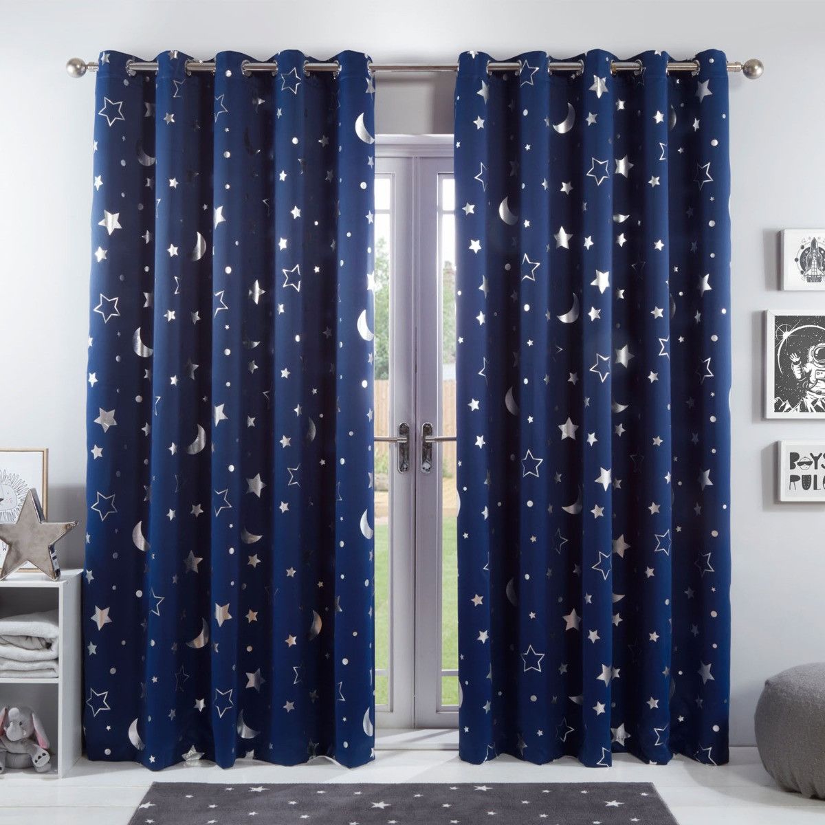 Star Galaxy Kids Eyelet Blackout Curtains