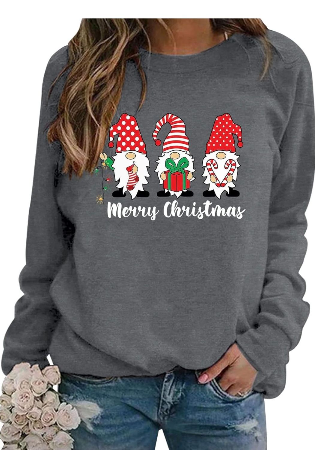 Christmas Sweatshirt Women Xmas Long Sleeve Shirt Santa Claus Funny Jumper Unisex Pullover Causal Crewneck Tops for Women/Men S-XXL