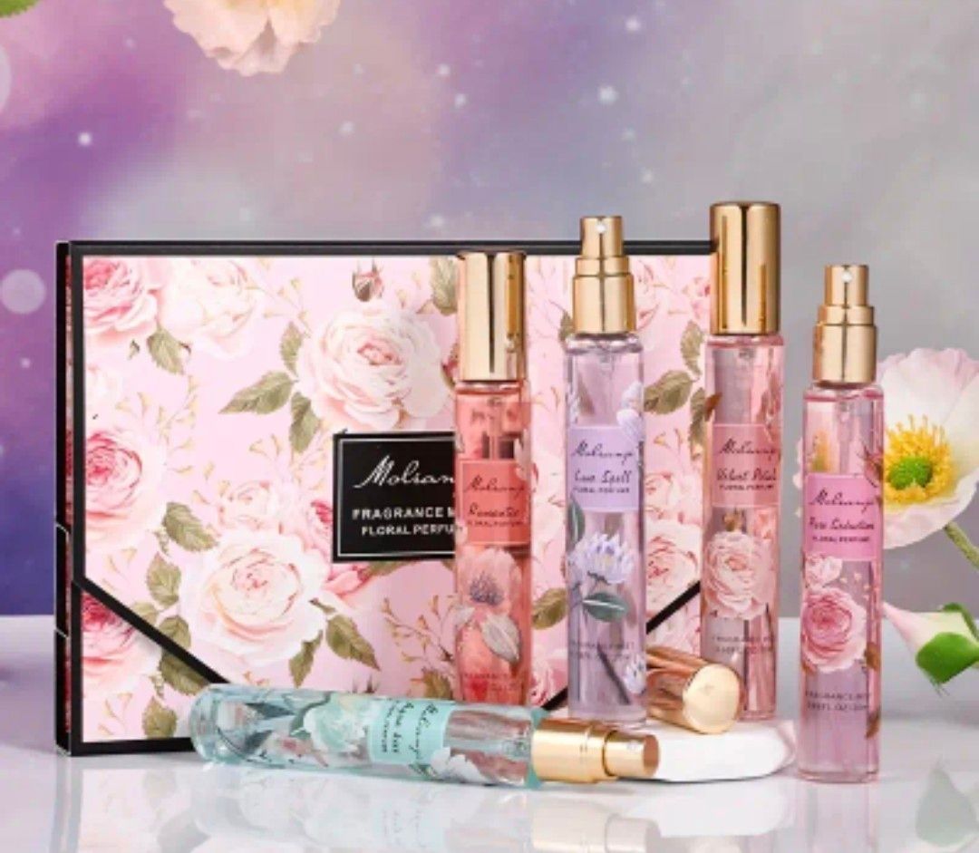 Perfume Gift Set, Fresh Floral Scent with a Sweet and Romantic Note, Long-Lasting Top, Middle, and Base Notes, Portable for Travel, Perfect for Daily Use or Gifting