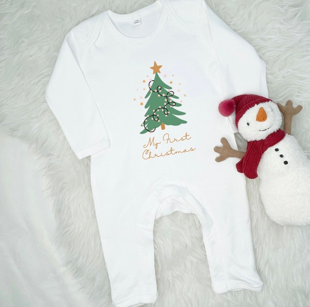 My First Christmas Christmas Tree Baby Rompersuit