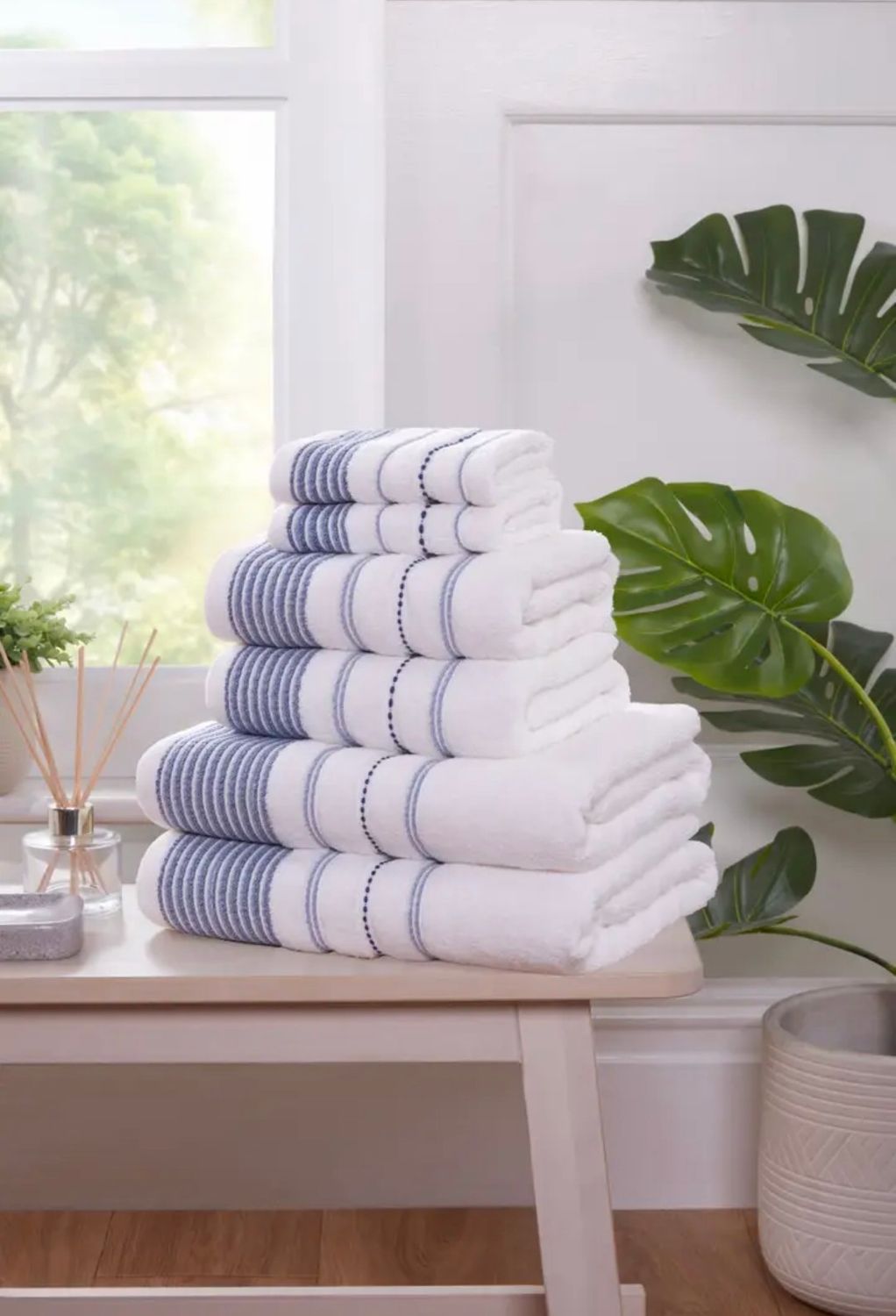 Dakota stripe 6 peace cotton towel bale set soft absorbent