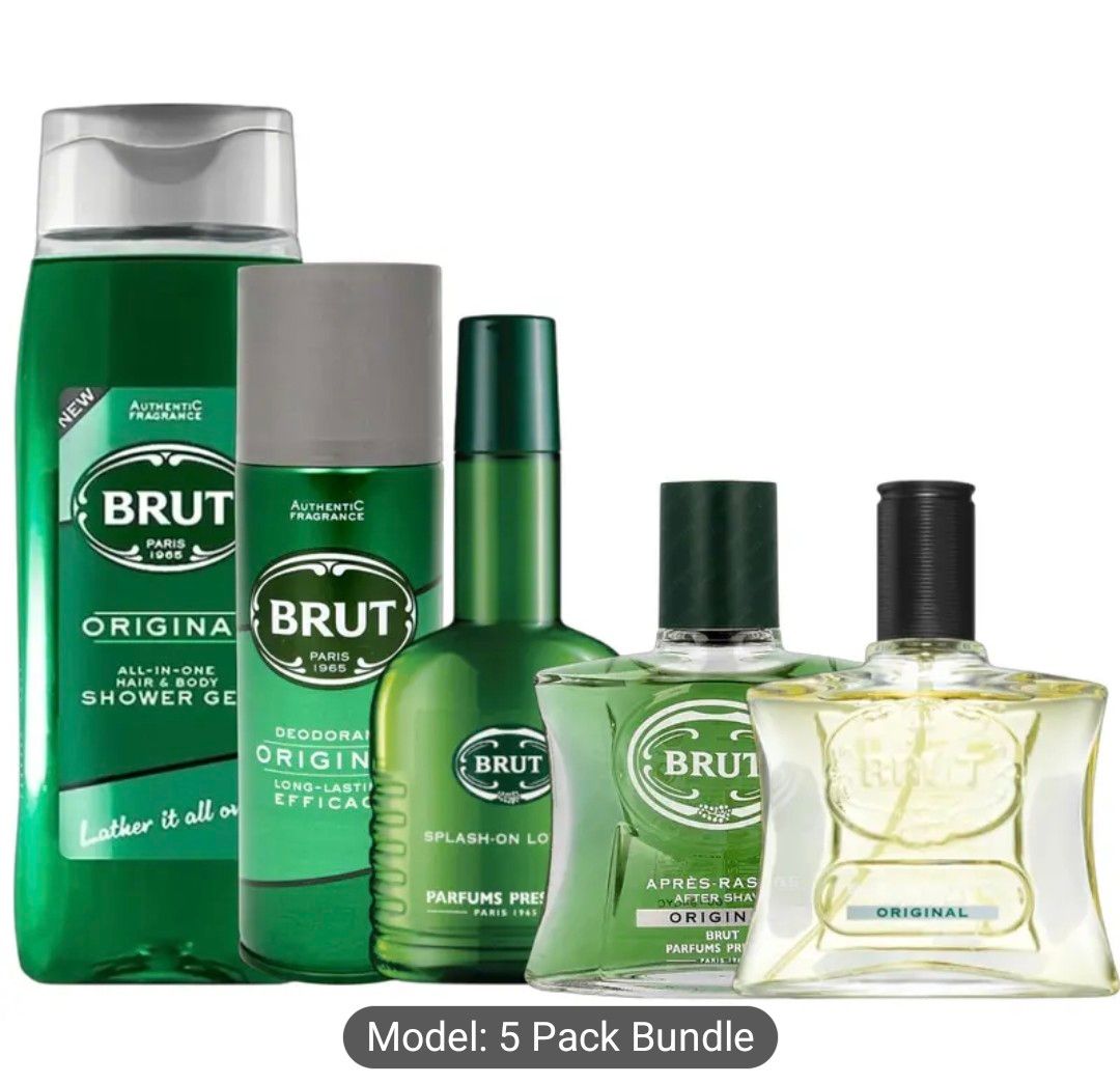 Brut Original Men&#39;S Grooming Bundle | Shower Gel, Deodorant, Aftershave, Splash-On Lotion &amp; Eau de Toilette | Classic Masculine Scent