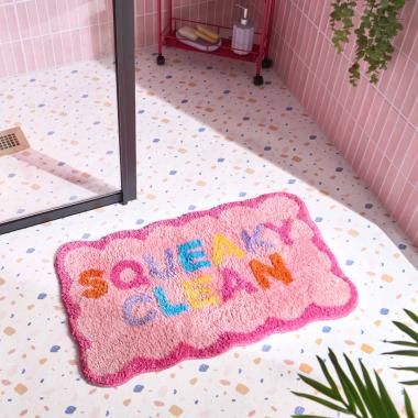 OHS Squeaky Clean Tufted Bath Mat - Pink