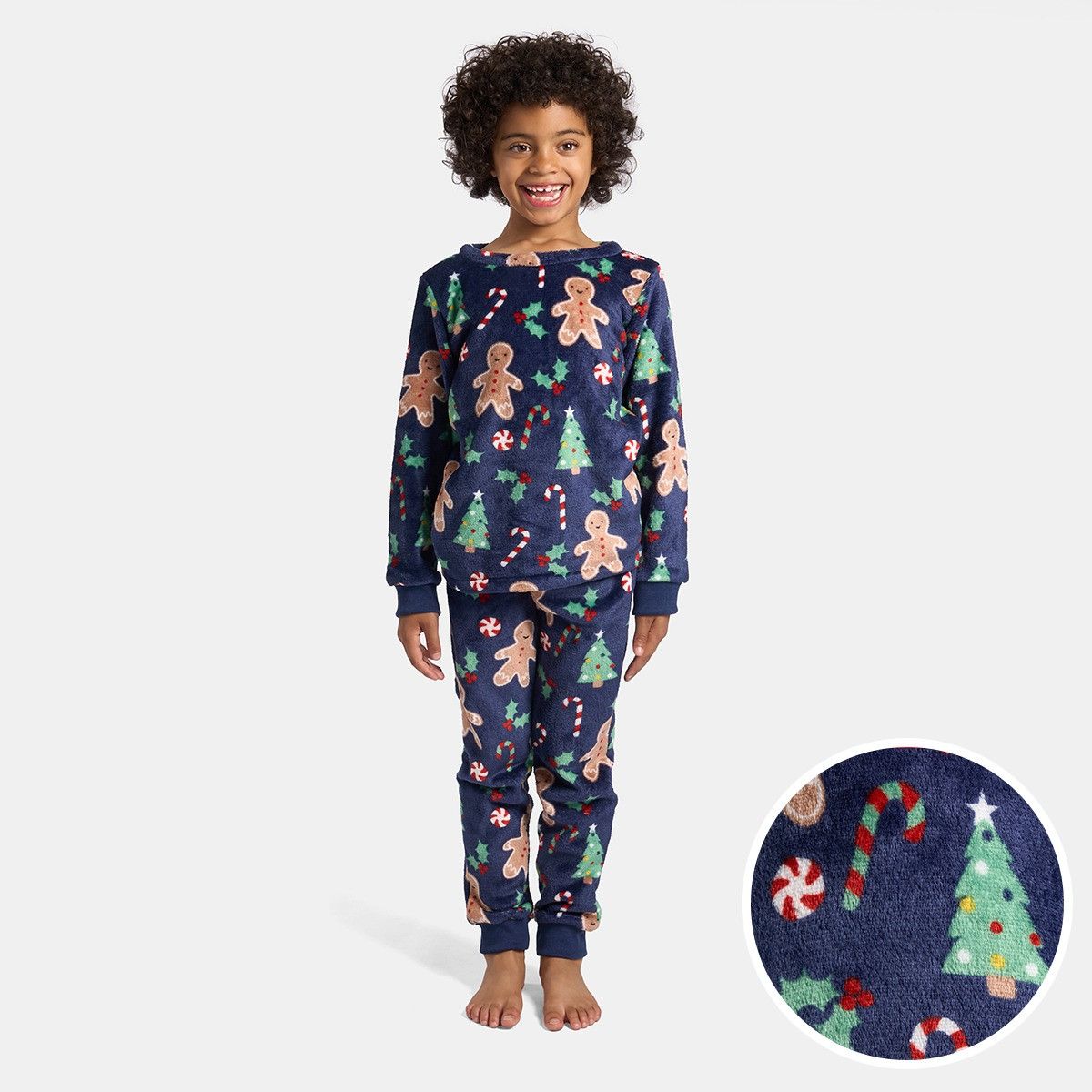 Kids Gingerbread Man Pyjama Set - Navy