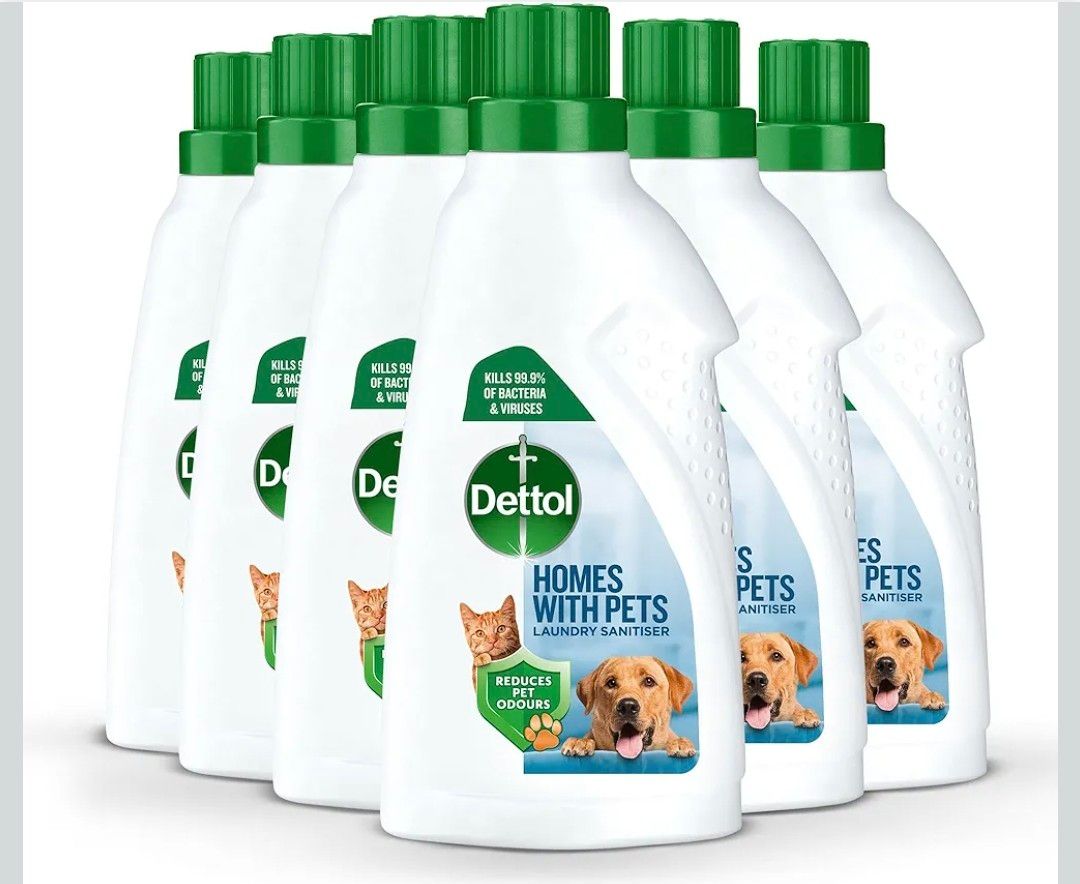 Dettol Laundry Sanitiser, Homes with pets, Fresh Breeze, 4.5L Total (750ml x 6pck) Eliminates Pet Odours, Cleanser &amp; Disinfectant, Kills 99.9 Percent of Bacteria