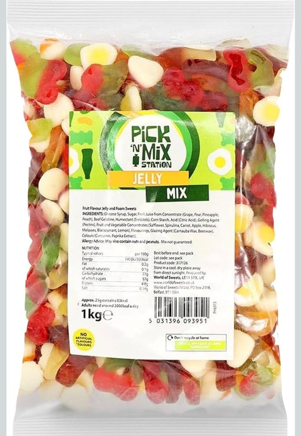 Bonds of London Pick 'n' Mix Station Jelly Mix, Large Retro Chewy Sweets, 1 kg (Pack of 1)