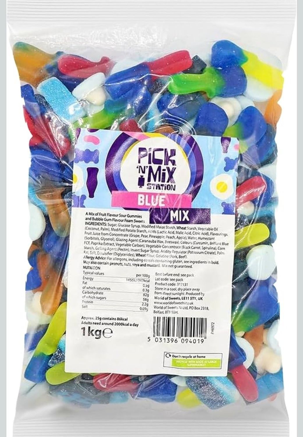 Bonds of London Pick 'n' Mix Station Blue Mix, Large Retro Chewy Sweets, 1 kg (Pack of 1)
