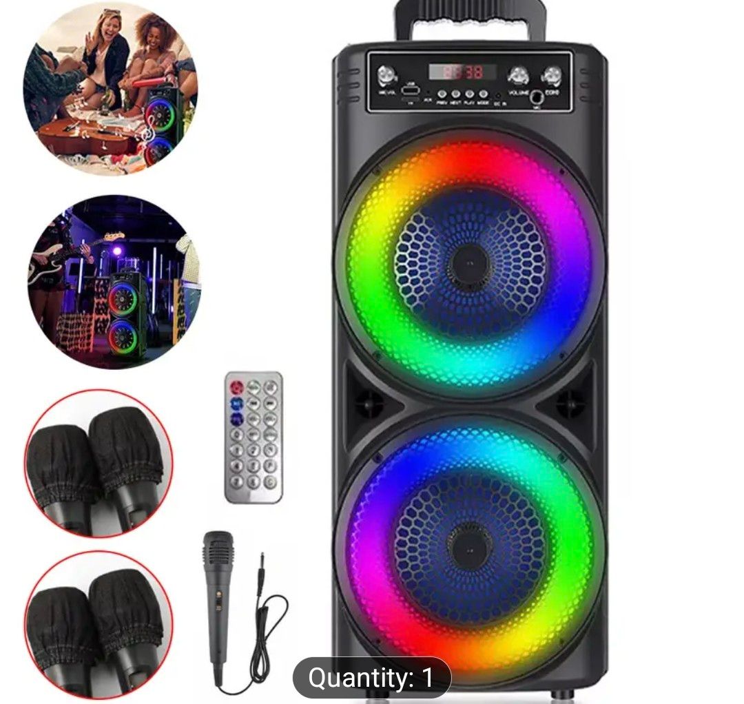 Portable Bluetooth Speaker Karaoke Machine, Backyard, Home Entertainment, Backyard Events, Dynamic Lighting, Sturdy Design, Event Organizers, Modern Speaker Design, Rechargeable Battery, Remote Contro