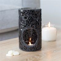 Black Crackle Pillar Oil Burner &amp; Wax Warmer