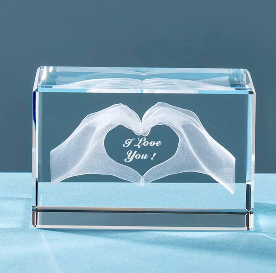 ERWEI Crystal Gifts for Her Engraved with I Love You in Cube Glass Figurines Anniversary Valentines Presents for Her Him Wife Husband Women Man Girlfriend Boyfriend