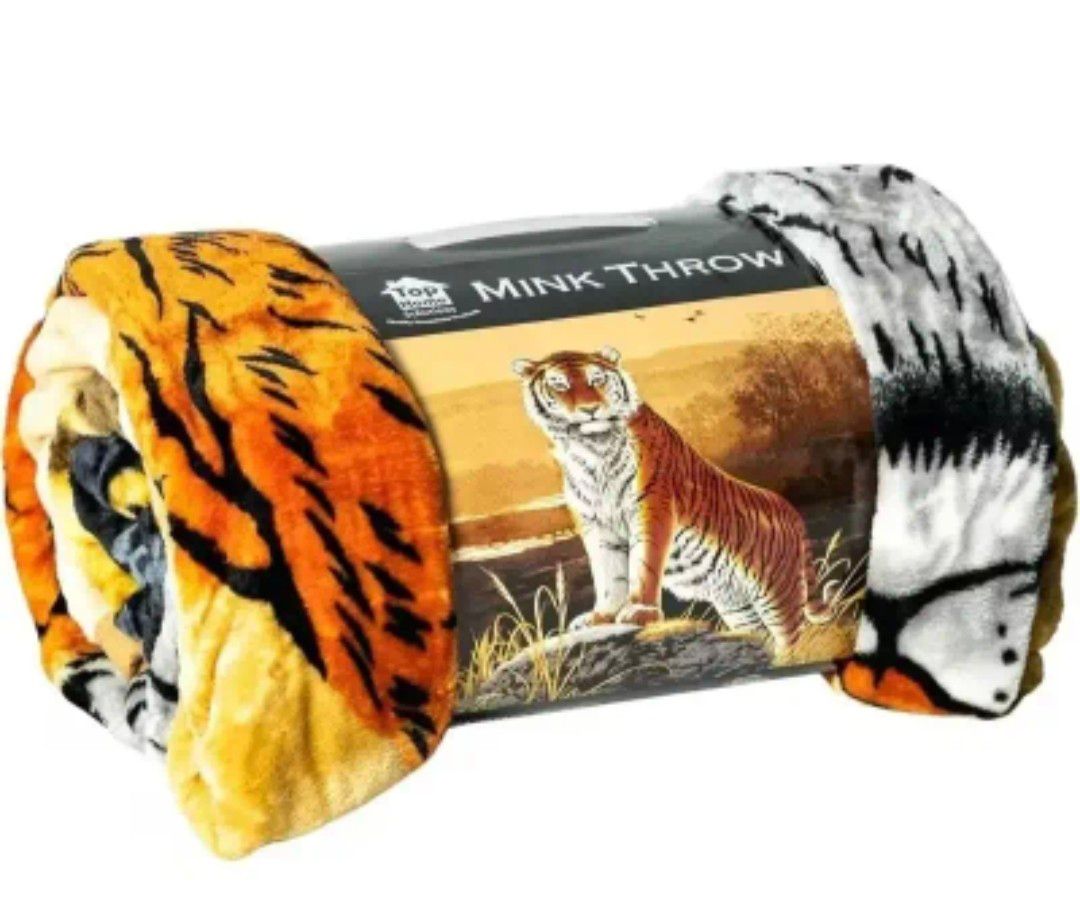 200x240 cm Animal Print Luxury Faux Fur Fleece Blanket for Adults – Standing Tiger Print Warm Large Throw for Sofa, Bed, Settee, Armchair