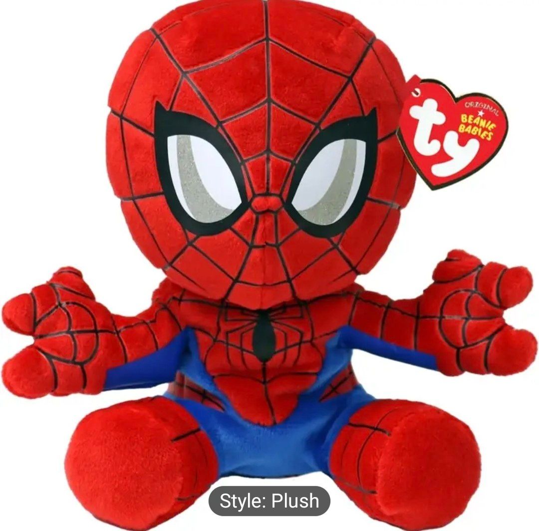 TY Original Beanie Babies Collection Marvel Spiderman 18cm Soft Plush Toy