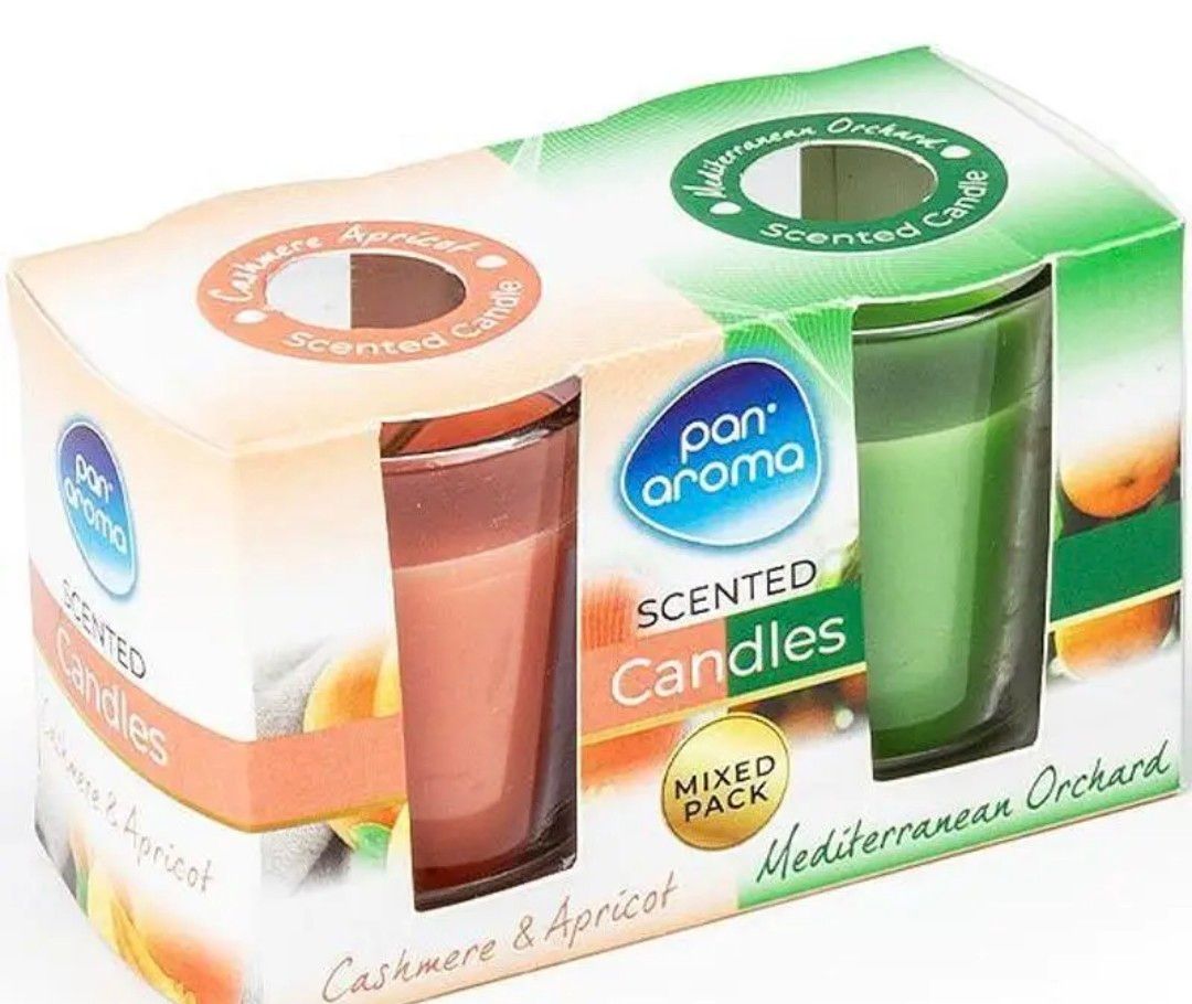 Pan Aroma Scented Candles 2 Pack Cashmere &amp; Apricot Mediterranean Orchard Long Lasting Luxury Fragrance for Home Relaxing Fruity Fresh Aromas Perfect for Cozy Nights Calm Vibes HomeFragrance CandleTok