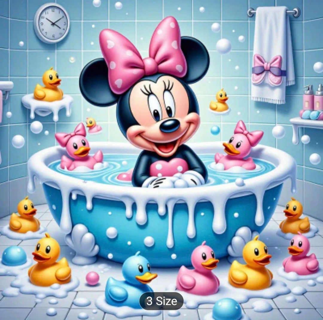 DIY 1pc Large Size Round Diamond Painting Kit Minnie Mouse 5D Disney Classic Anime, home wall decoration, various sizes, simple and suitable for beginners, suitable for birthdays, Christmas, Halloween