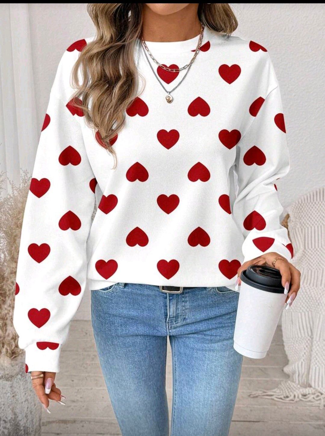 Love heart sleeve sweatshirt