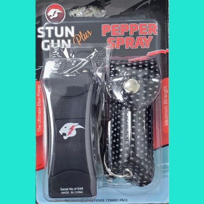 MINI STUN GUN &amp; PEPPER SPRAY COMBO - BLACK BLING