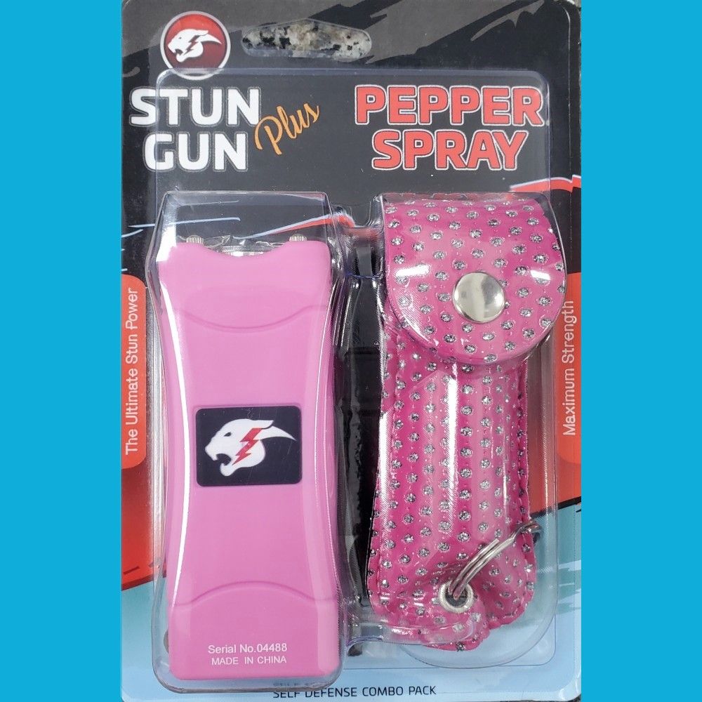 MINI STUN GUN &amp; PEPPER SPRAY COMBO - PINK BLING