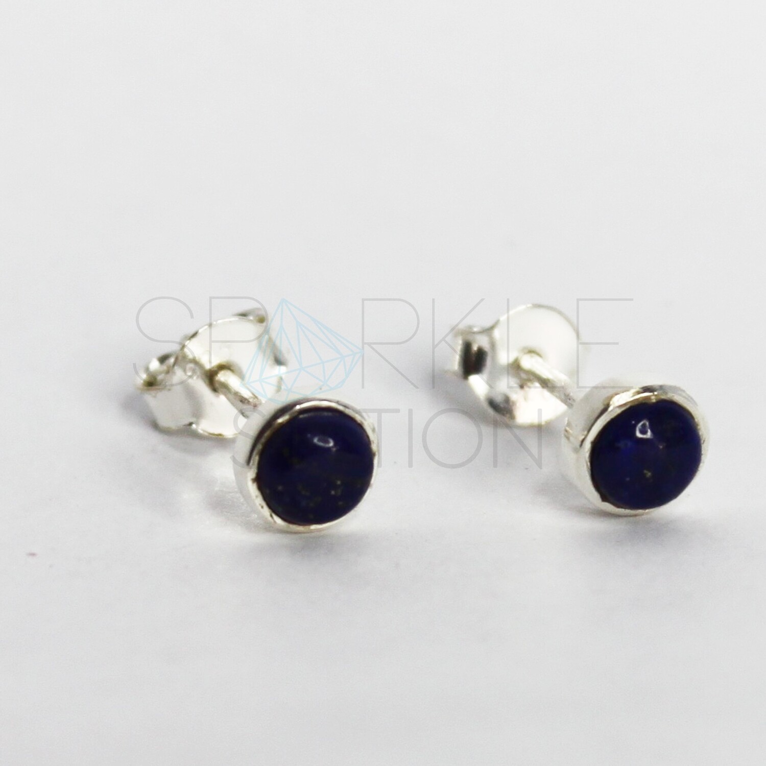 Sterling Silver Lapis Stud Earrings