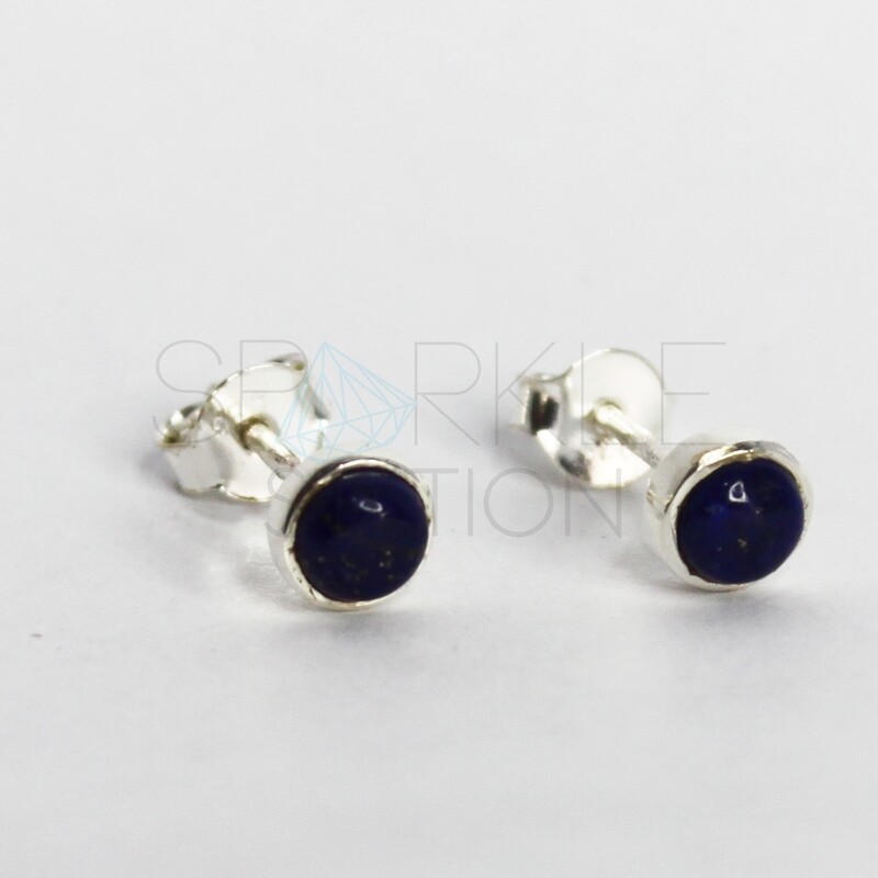 Sterling Silver Lapis Stud Earrings