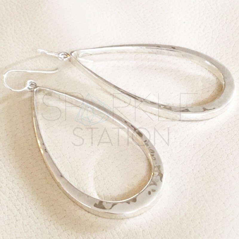 ichu jewellery sterling silver large open tear earrings