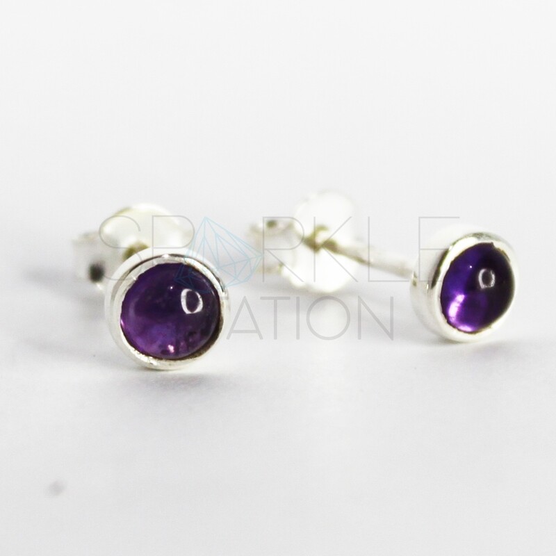 Sterling Silver Amethyst Stud Earrings