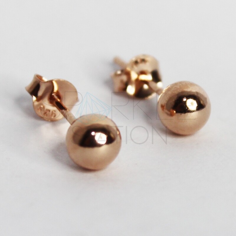 Rose Gold Plated Sterling Silver Ball Stud Earrings