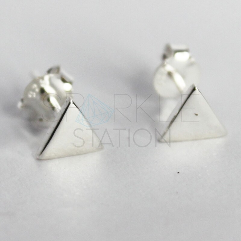 Sterling Silver Triangle Stud Earrings