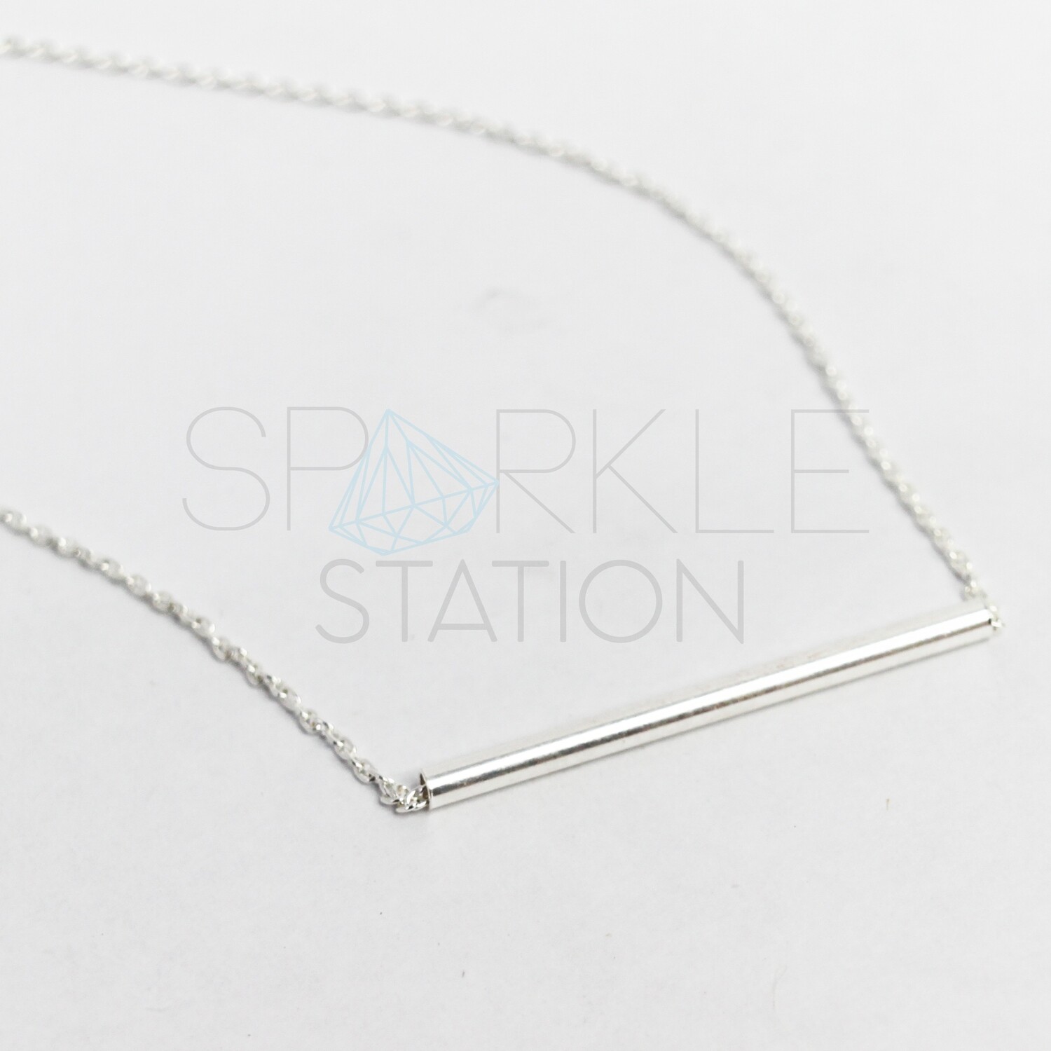 Sterling Silver Round Bar Necklace