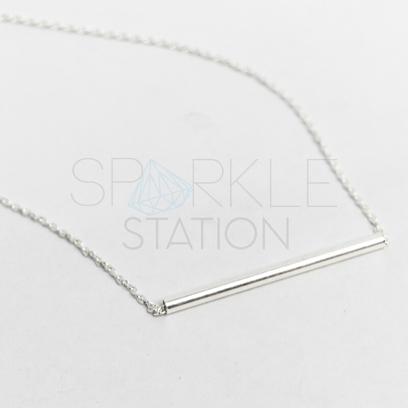 Sterling Silver Round Bar Necklace