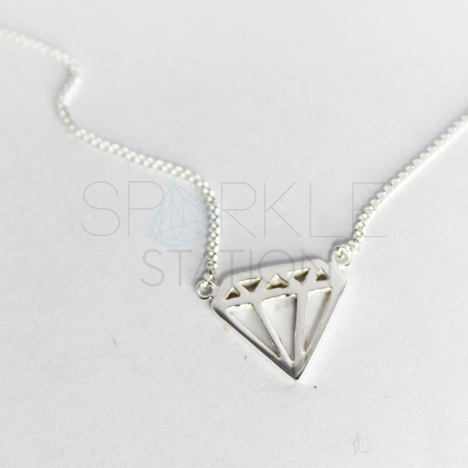 Sterling Silver Diamond Vector Necklace