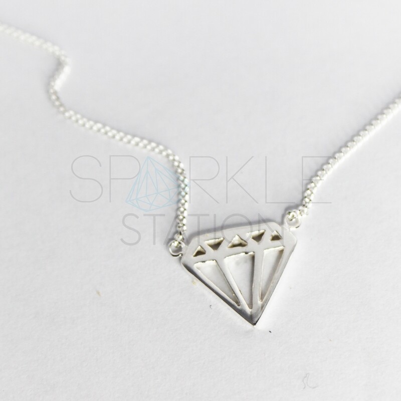 Sterling Silver Diamond Vector Necklace