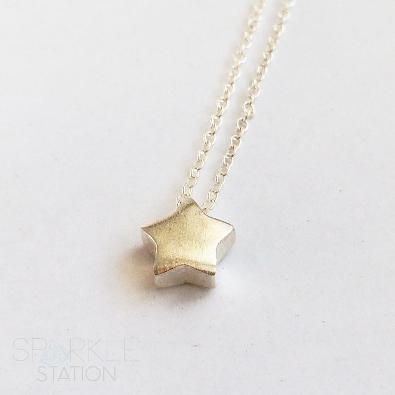 Sterling Silver Solid Star Necklace
