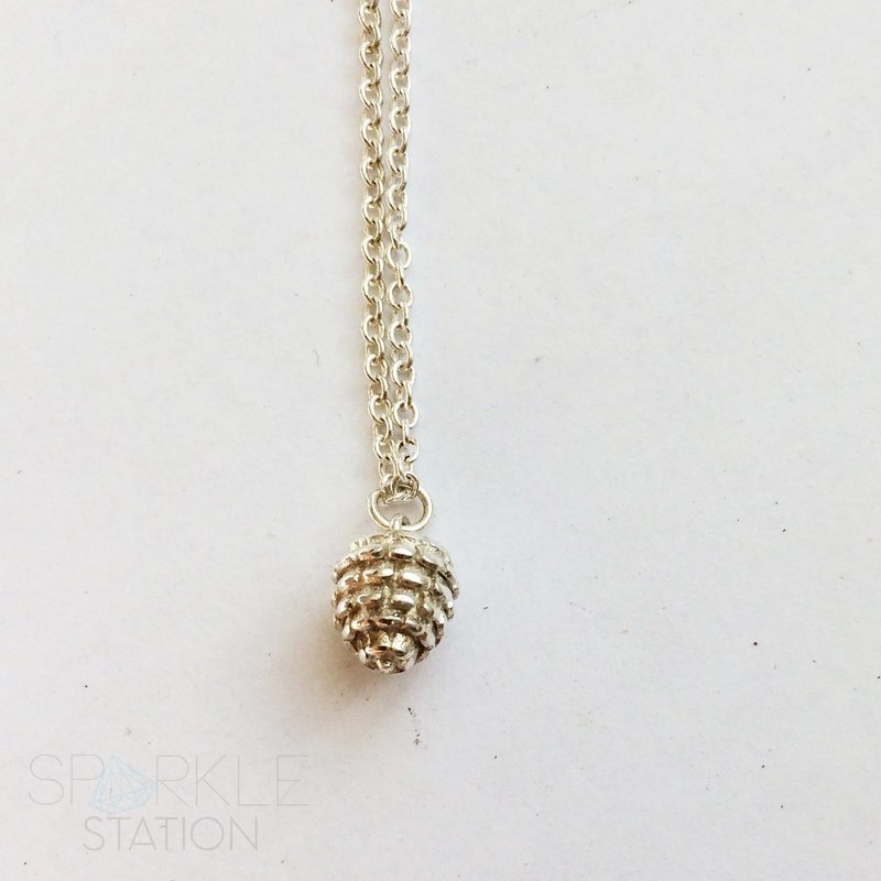 Sterling Silver Solid Pinecone Necklace