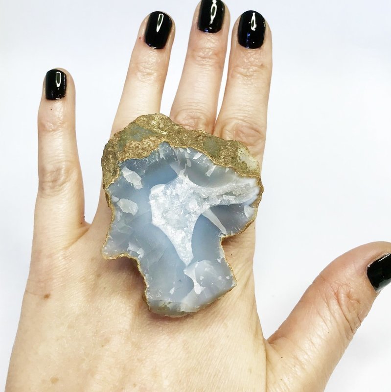 Sterling Silver Agate GIANT Ring