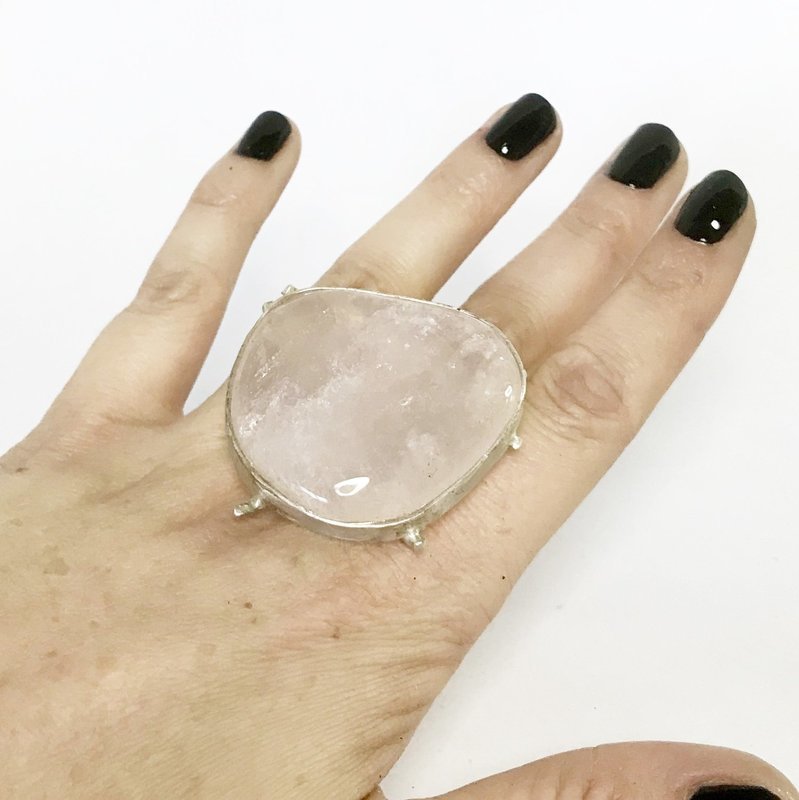 Sterling Silver Rose Quartz Statement Ring