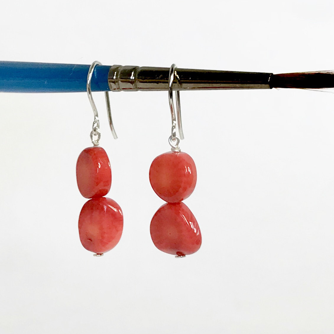 Sterling Silver Coral Drop Earrings