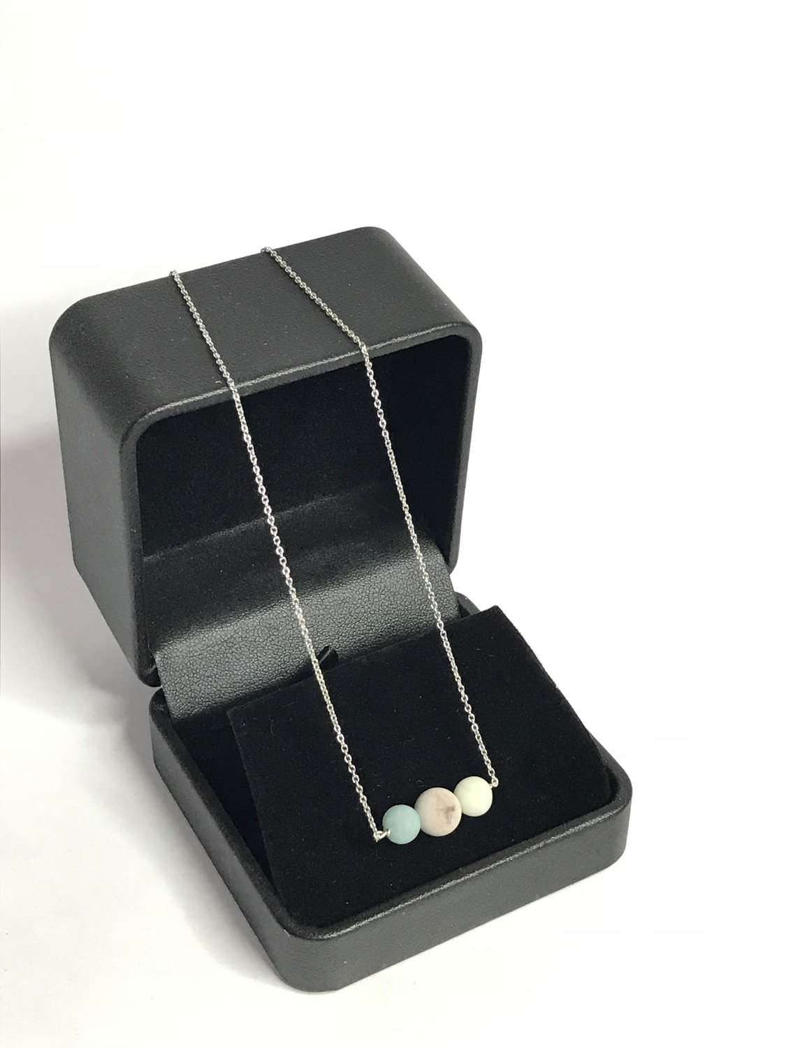 Amazonite and Grass Flower Jasper Sterling Silver Necklace