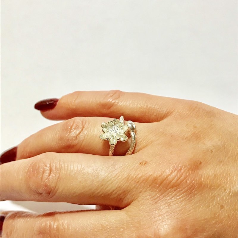 Lotus Sterling Silver Adjustable Ring