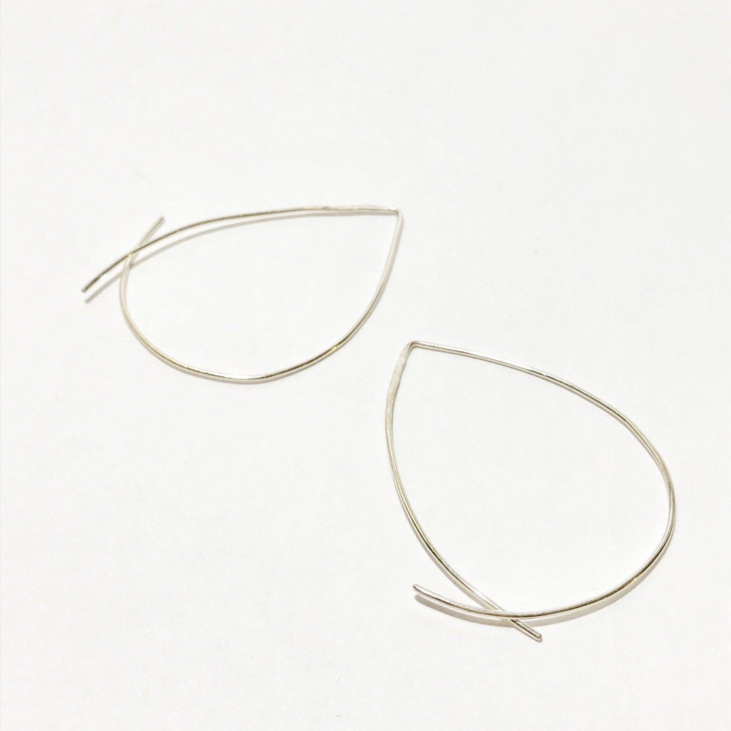 Open Drop Sterling Silver Hoop Earrings